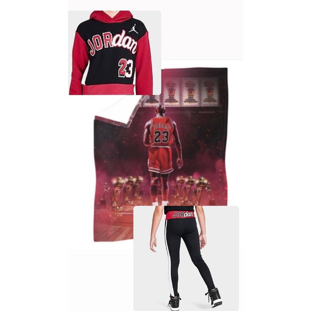 Jordan's Girls Sweater Hoodie and Legging Bottoms Set w/ MJ Trophy Lightweight 5